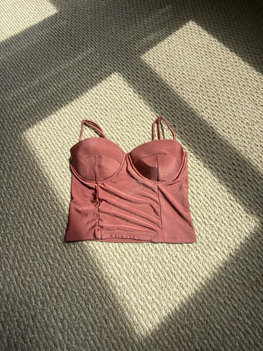 Haute Monde Padded Bustier Crop Top S Rusty Rose